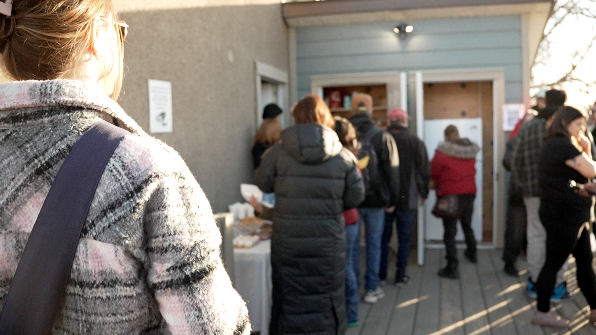 Community members at the Dover food pantry